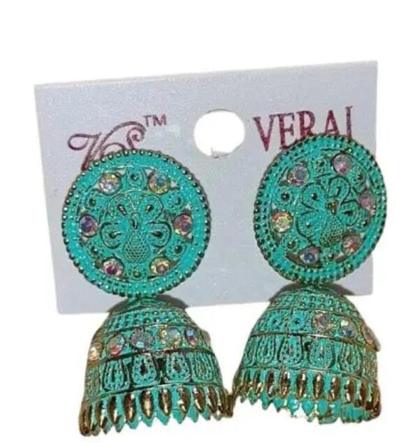 A2 FASHION Exquisite Tuquorise & Gold-Toned Jhumka earings