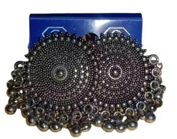 JULY JEWELS Trendy Oxidized Ssilver Round Earings for  Women & Girls